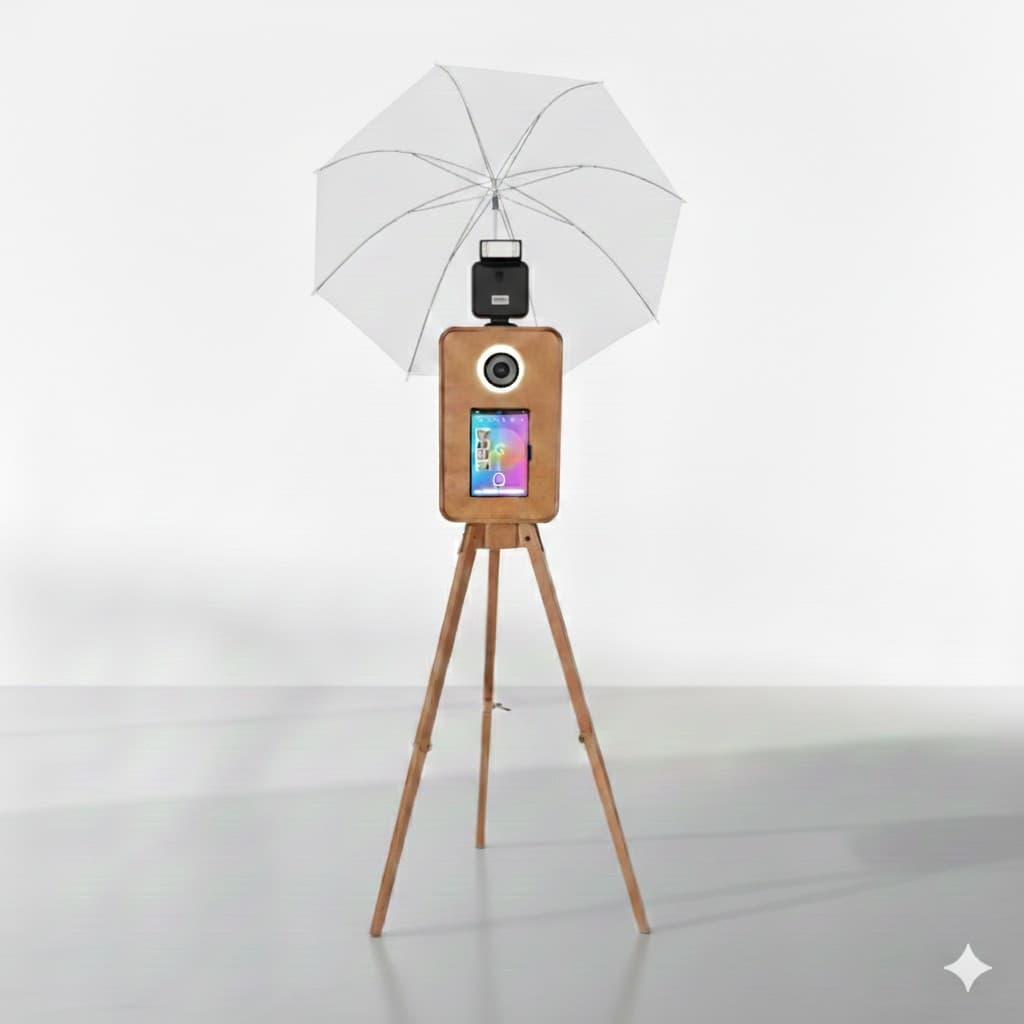 Vintage Wood Booth — handcrafted wooden photo booth with timeless design